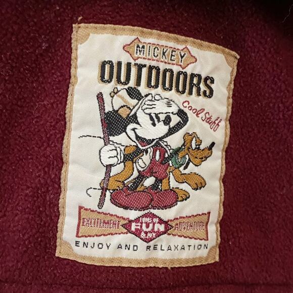 DISNEY STORE Vintage Mickey Mouse Outdoors Fleece Button Down Shirt Sz M - Picture 4 of 8
